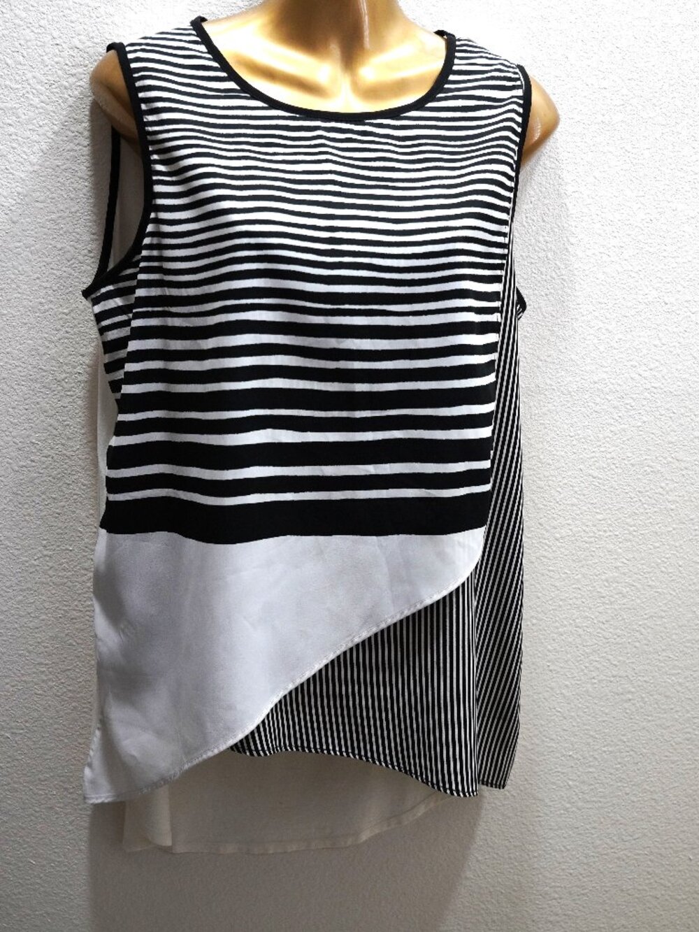 Chico's Layered Black White Stripe Tunic Top size 1